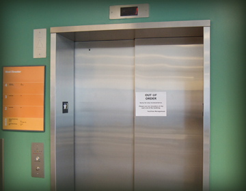 Elevator with out-of-order sign.